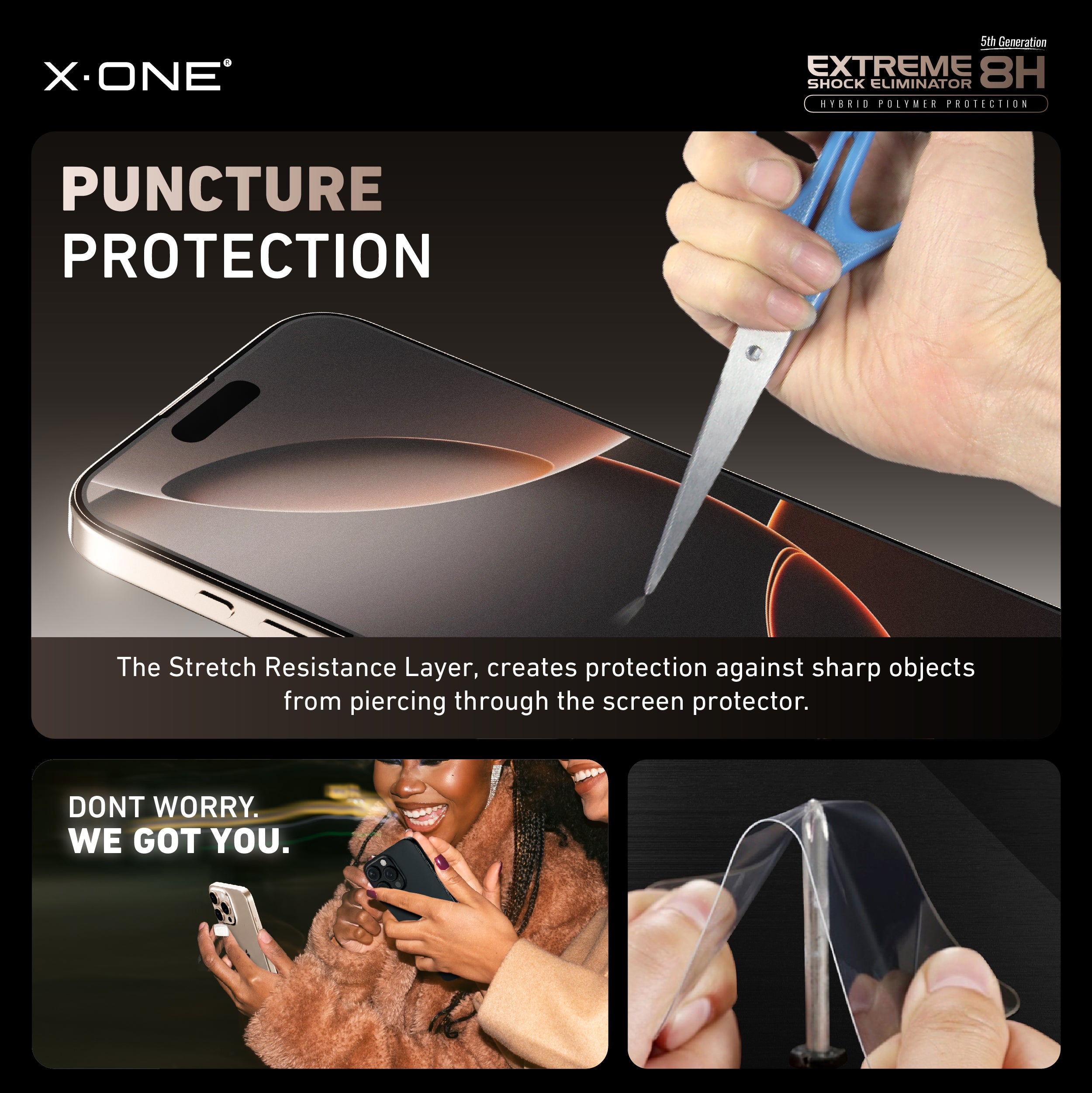 X.One Hybrid Polymer Impact Screen Protector with Installer Kit