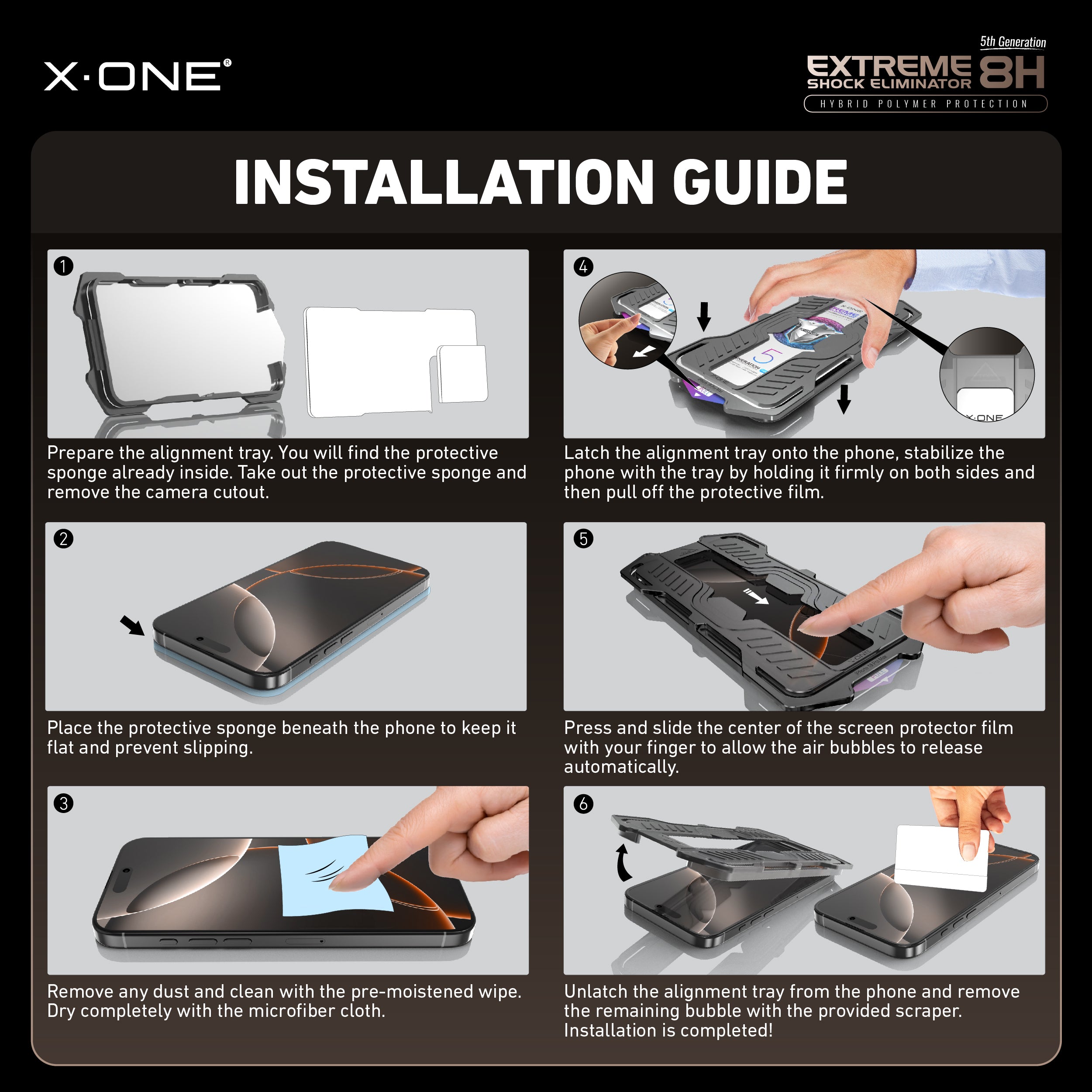 X.One Hybrid Polymer Impact Screen Protector with Installer Kit