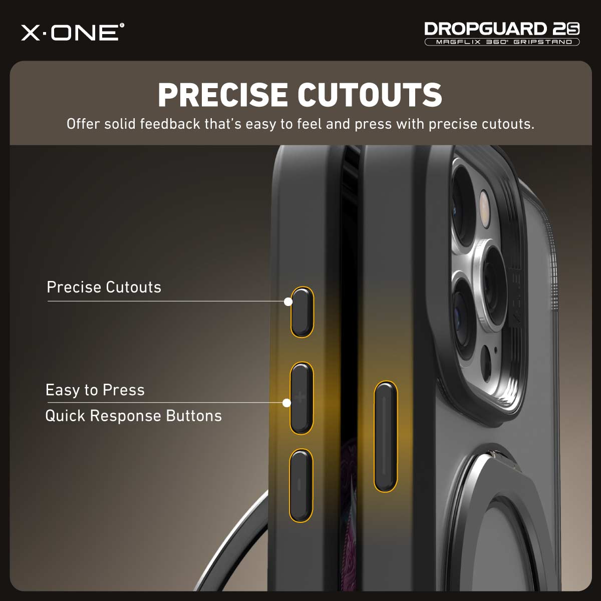 X.One Dropguard 2.0 with Gripstand Impact Protection Case for iPhone 16 Series | Magsafe Compatible