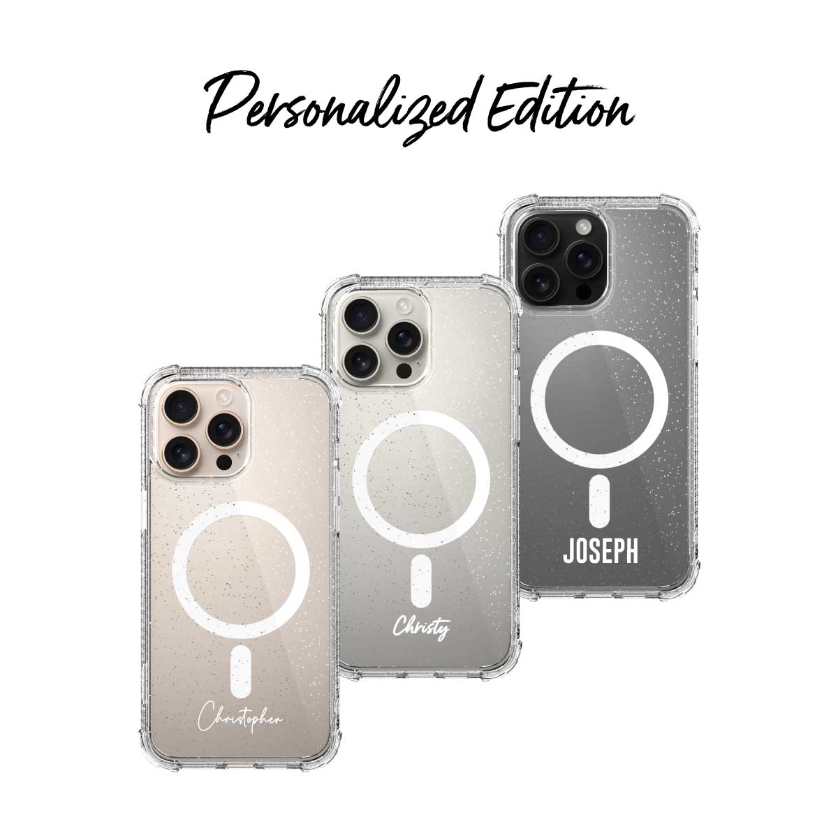 X.One® Dropguard Pro Glitter Series with EnduraClear (Magsafe Edition) for iPhone 16 Series – Personalized Edition