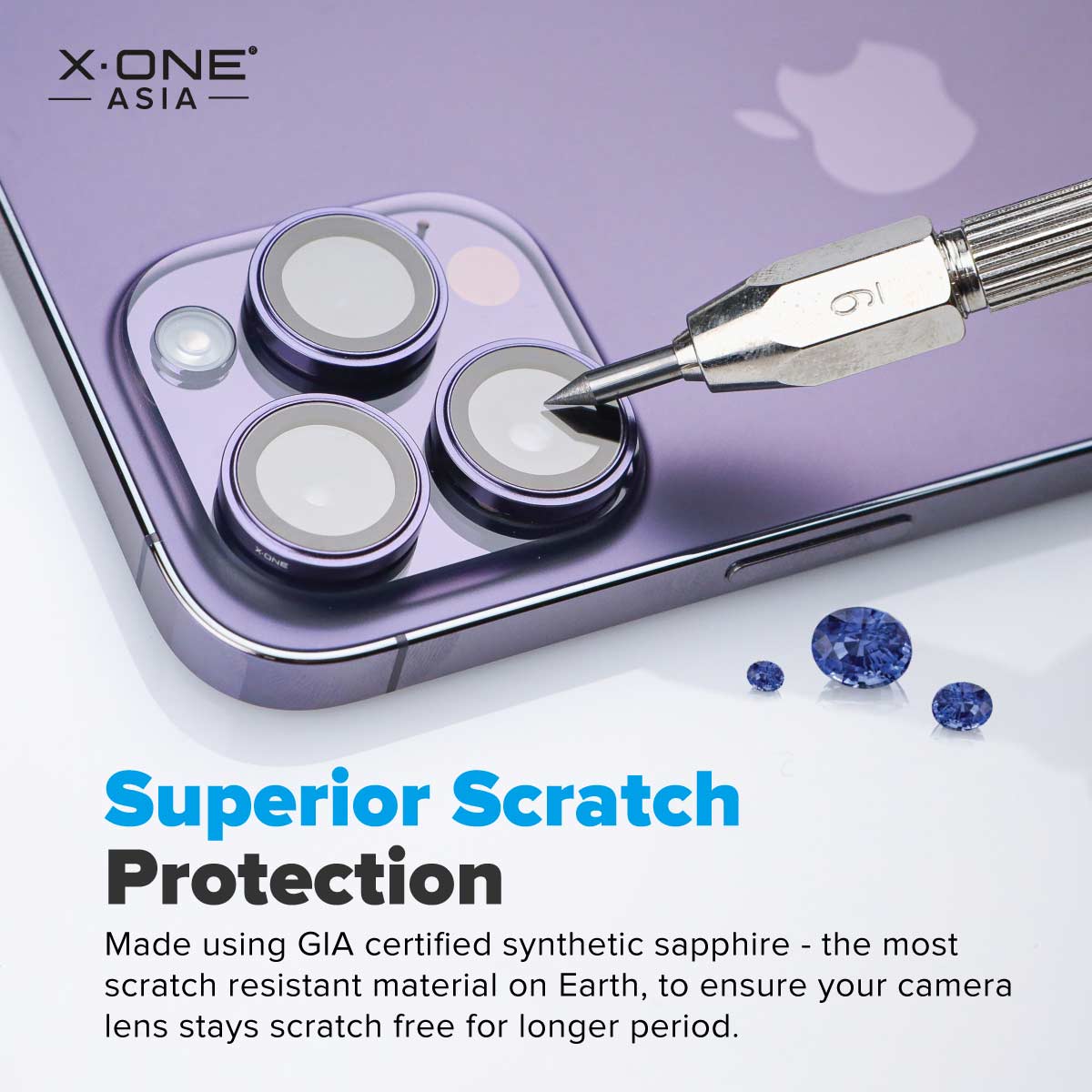 X.One® Camera Armor Pro GIA Certified Sapphire 9H Anti Scratch Lens Protector for iPhone 14 Series