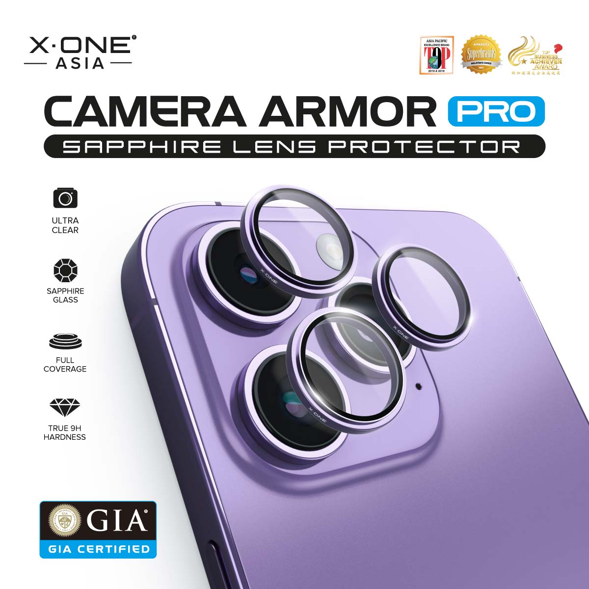 X.One® Camera Armor Pro GIA Certified Sapphire 9H Anti Scratch Lens Protector for iPhone 13 Series