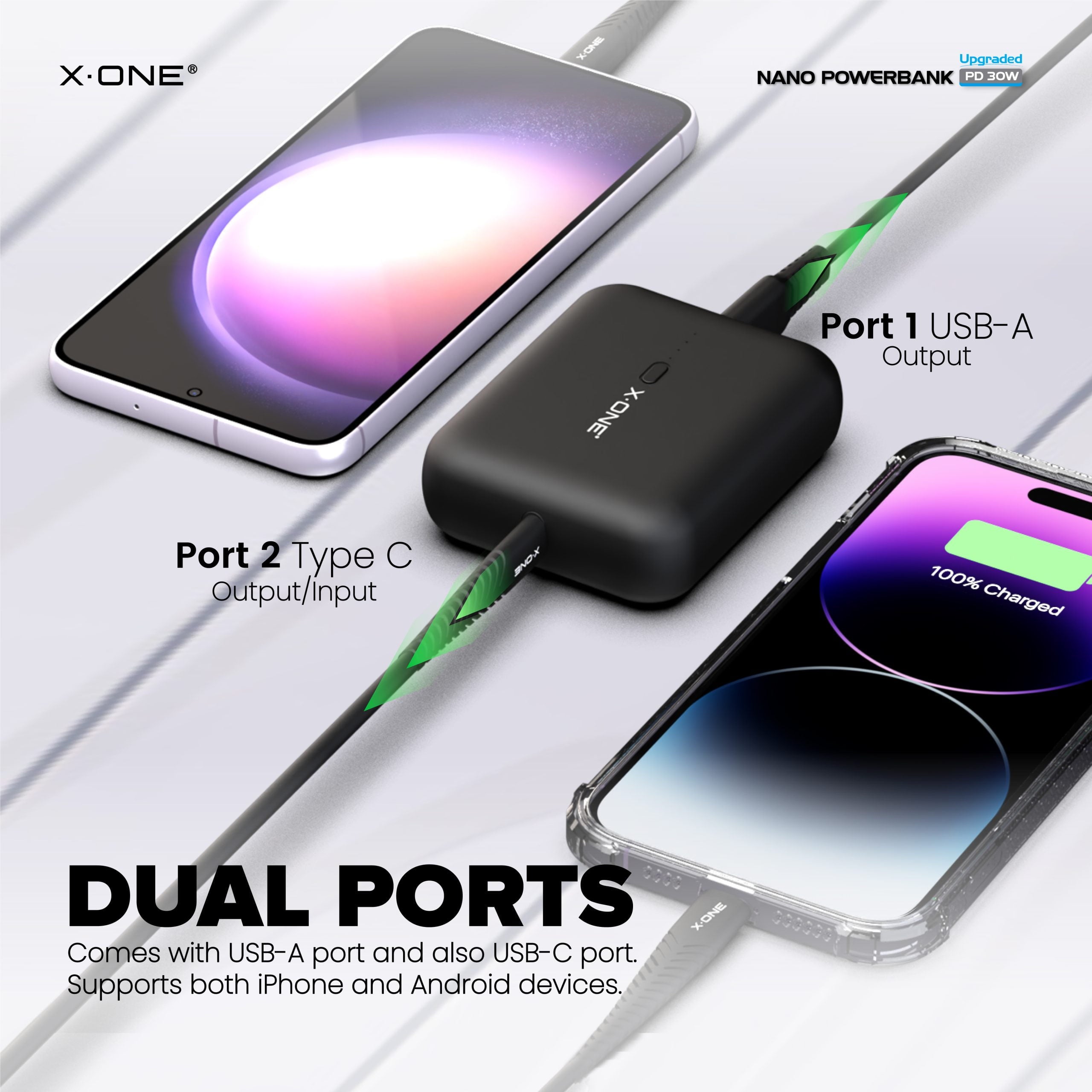 X.One® PD3.0 30W 10000mAh Nano Powerbank for iPhone PD Fast Charge | Samsung Super Fast Charge | Huawei Super Charge 22.5W | QC4+